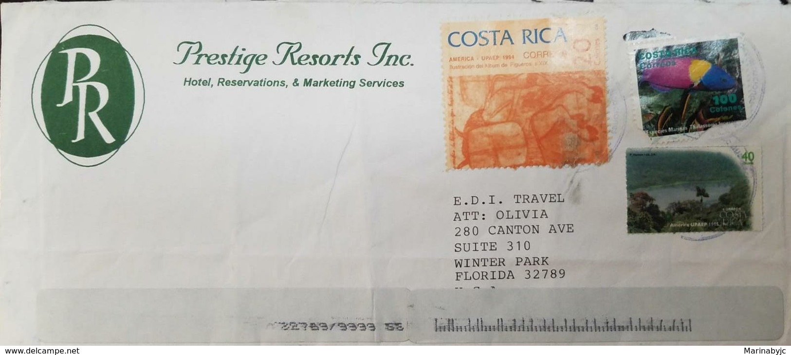 L) 1995 COSTA RICA, UPAEP, NATURE, FISH, 100 COLONES, HORSE, ILLUSTRATION, PAINTING, CIRCULATED COVER FROM COSTA RICA TO - Costa Rica