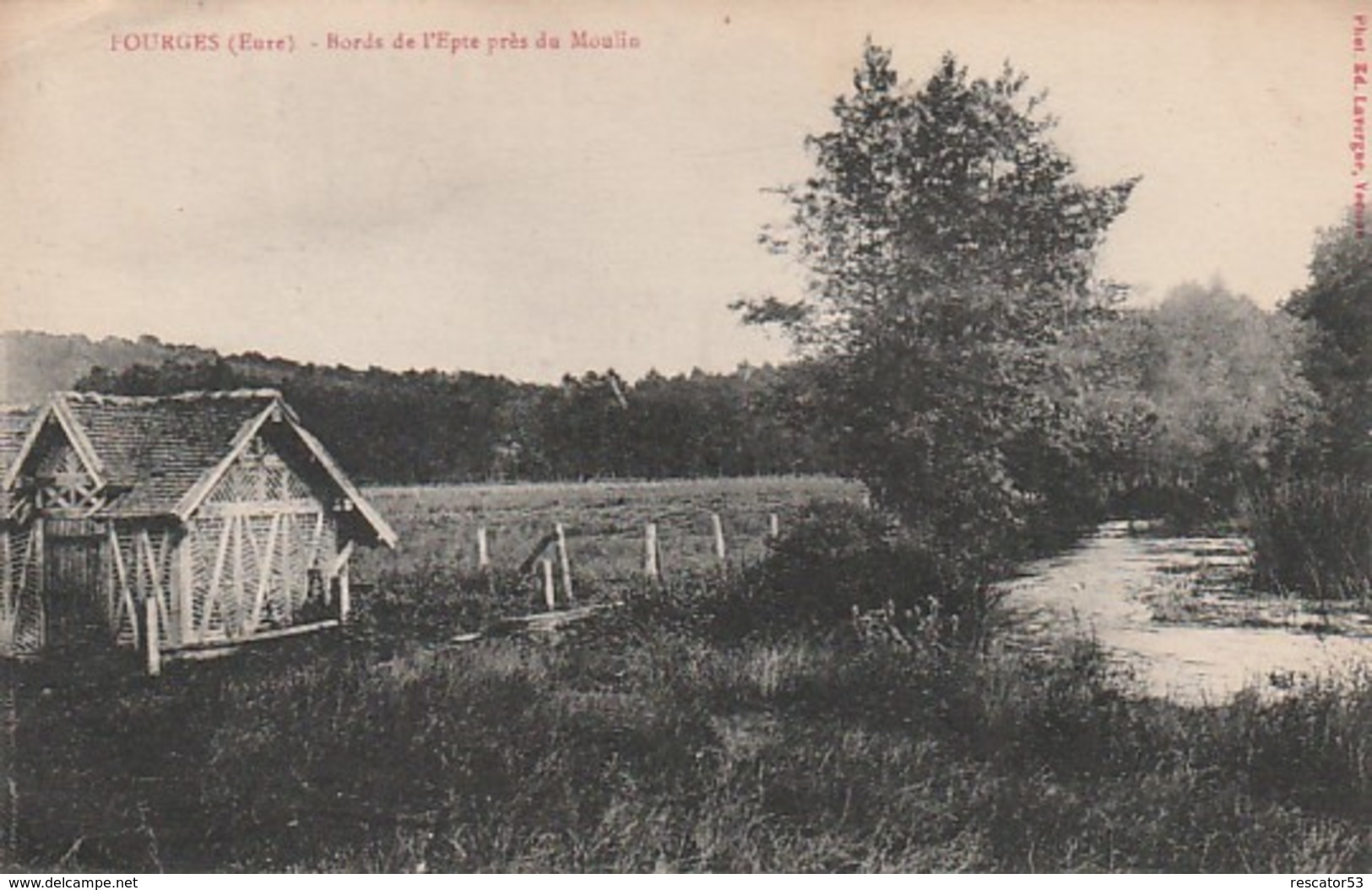 Rare Cpa Fourges Bords De L'Epte Près Du Moulin - Fourges