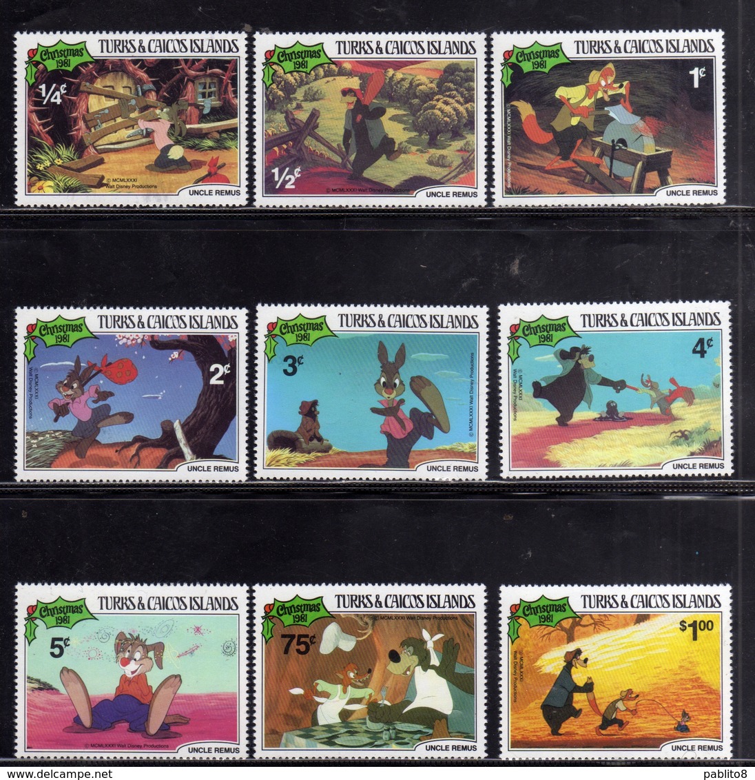 TURKS & CAICOS ISLANDS ISOLE 1981 DISNEY CHRISTMAS NATALE NOEL WEIHNACHTEN COMPLETE SET SERIE COMPLETA MNH - Turks E Caicos