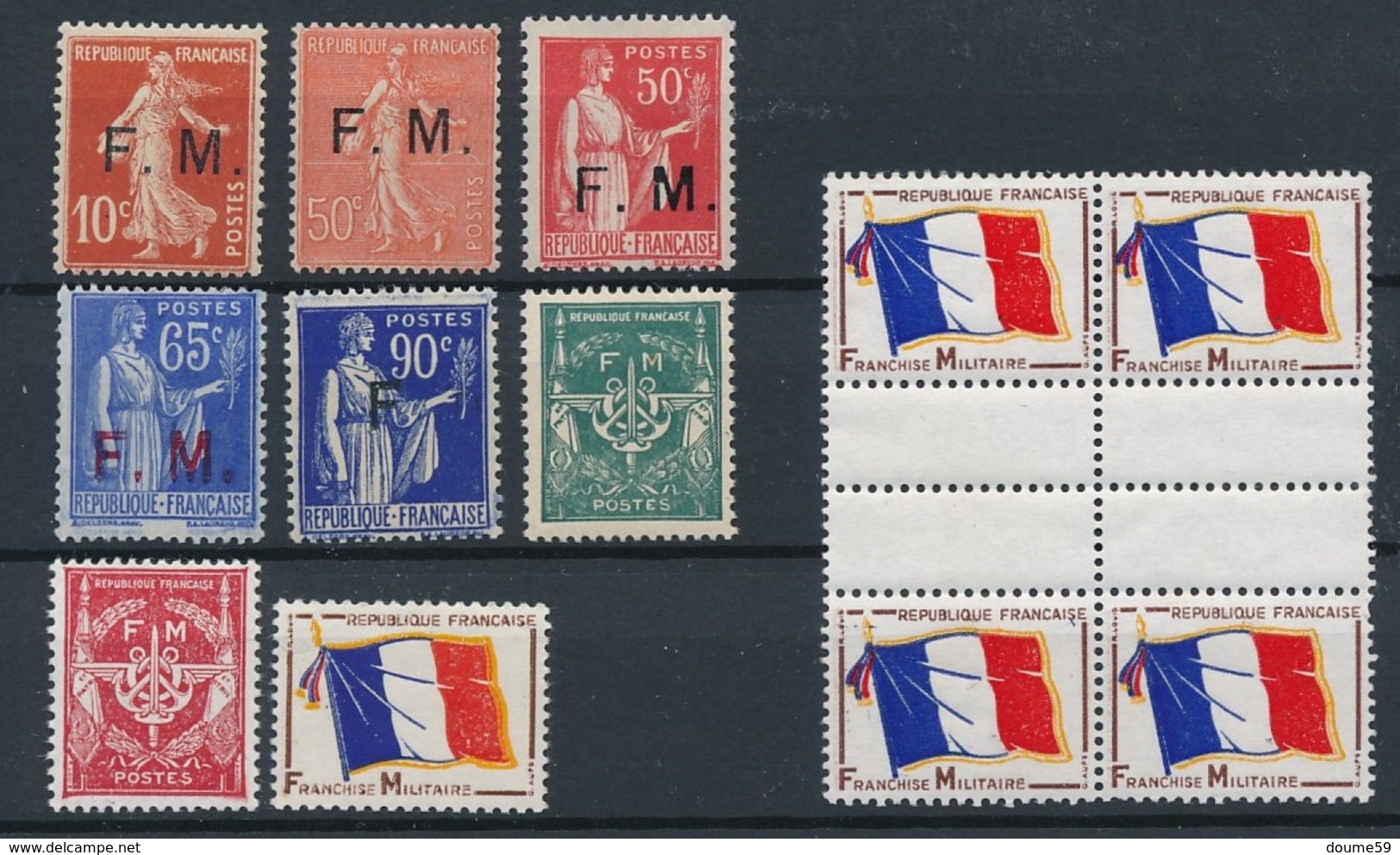 CS-30: FRANCE: Lot FM**  N°5-6-7-8-10-11-12-13 - Timbres De Franchise Militaire