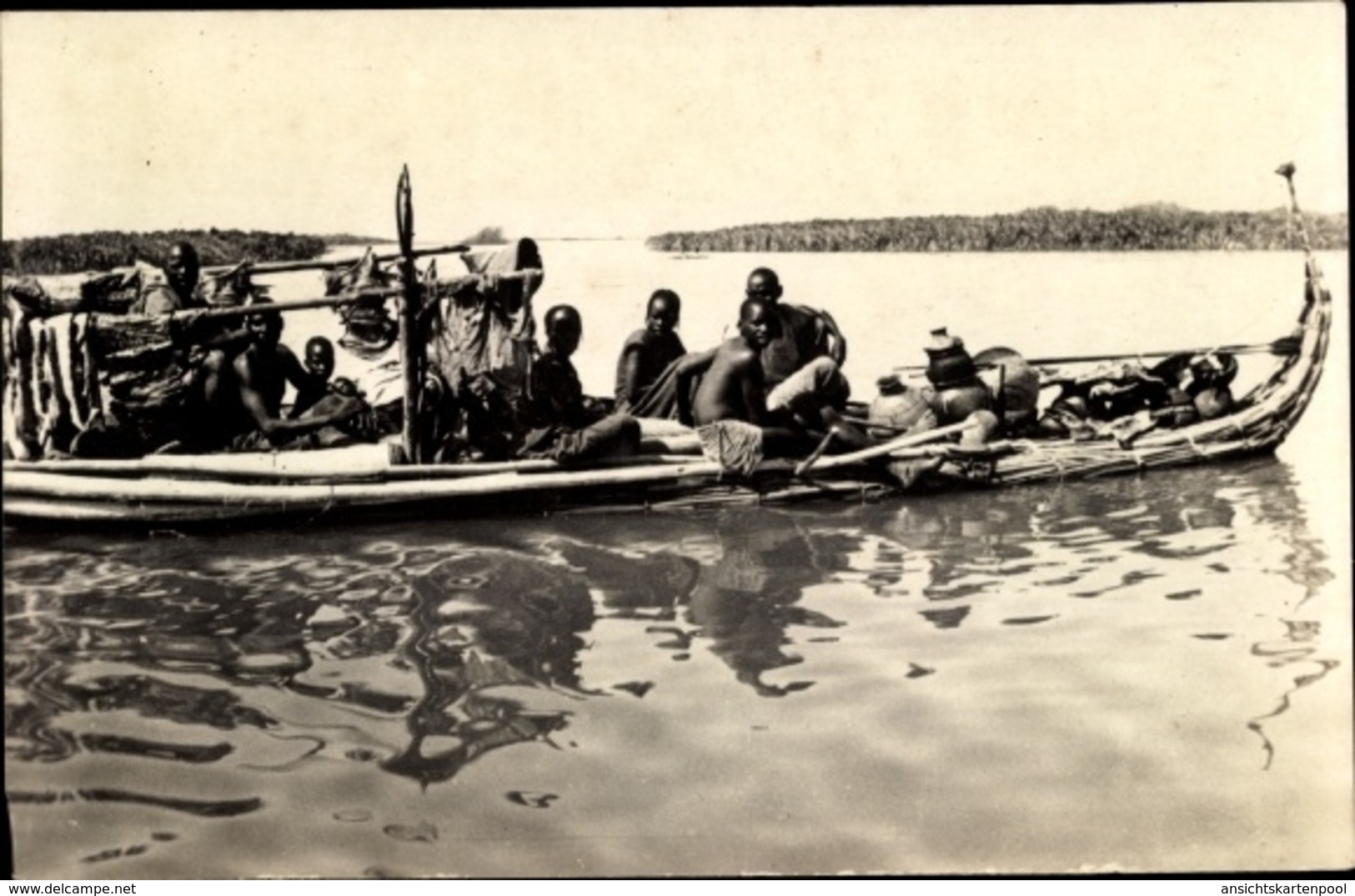 Cp Tschad, Ligne Du Hoggar, Lac Tchad, Le Kadei, Pirogue En Papyrus - Cameroun