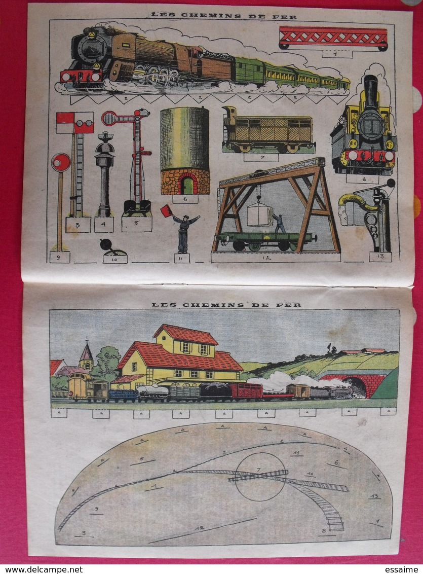 Découpage Diorama à Construire. Les Chemins De Fer. Train Gare Locomotive Signaux. Vers 1930 - Collections