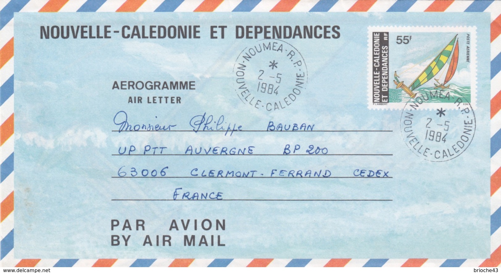 NOUVELLE CALEDONIE ET DEPENDANCES  - AEROGRAMME N° 9 55F - NOUMEA 2.5.1984   / 2 - Aerograms