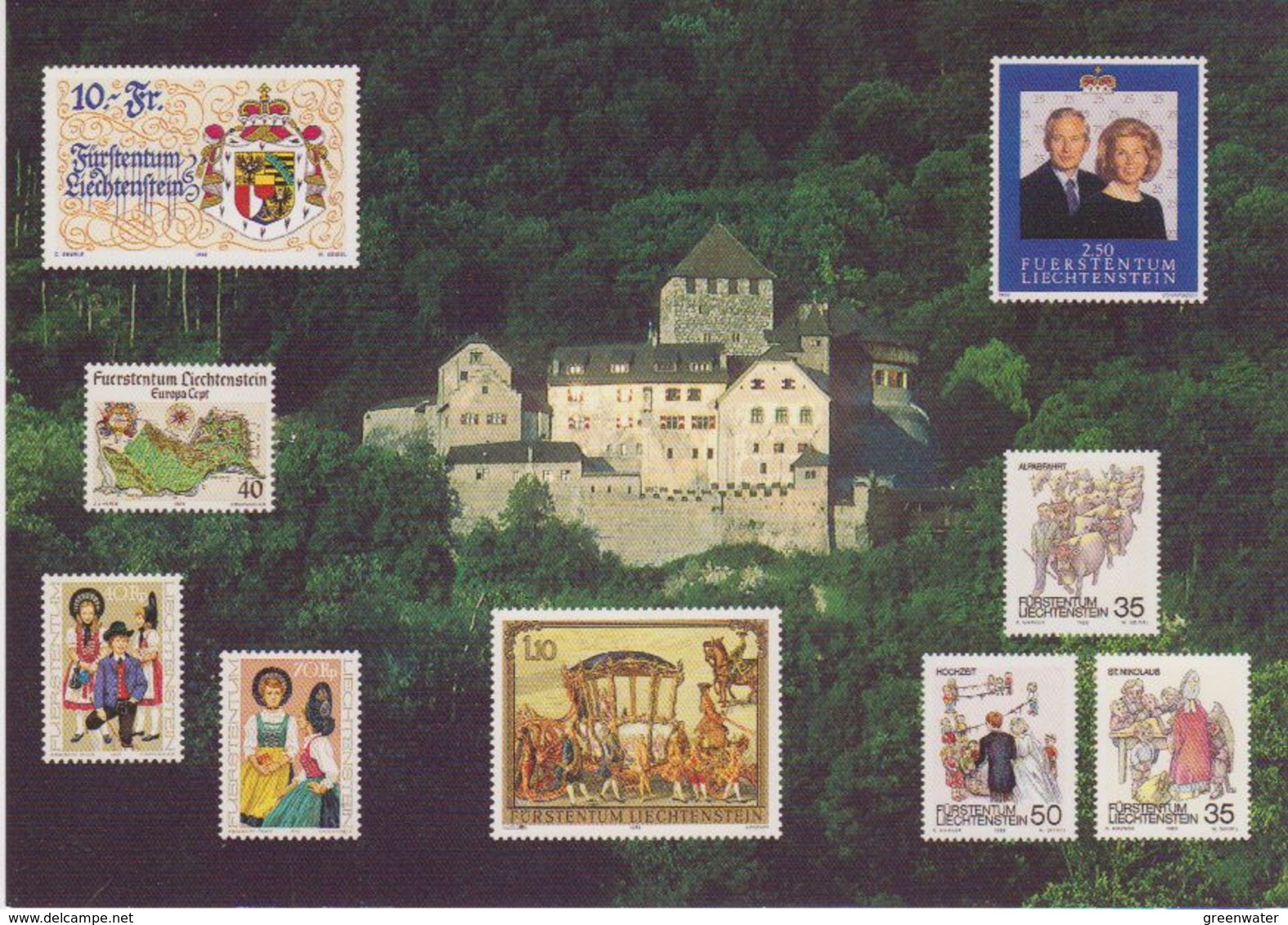 Liechtenstein Postcard Castle Vaduz + FL Stamps Unused (42775) - Andere & Zonder Classificatie