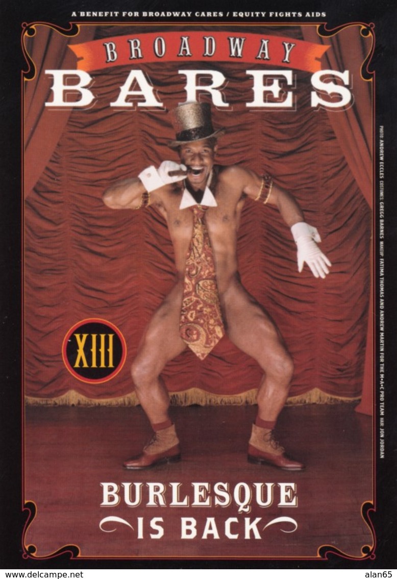 'Bares XIII' Male Burlesque Show On Broadway Roseland Ballroom, New York City, C2000s Vintage GoCard Postcard - Theatre