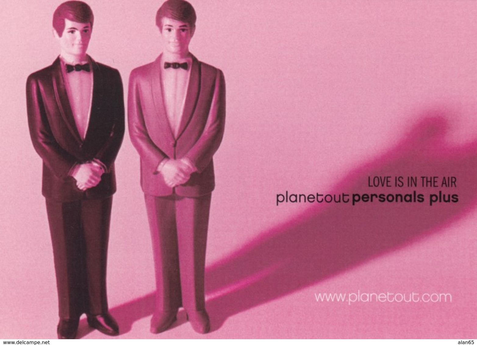 'Planetout' Gay Lesbian Personal Ad Website Advertisement, Gay Marriage Theme C2000s Vintage Max Rack Postcard - Advertising