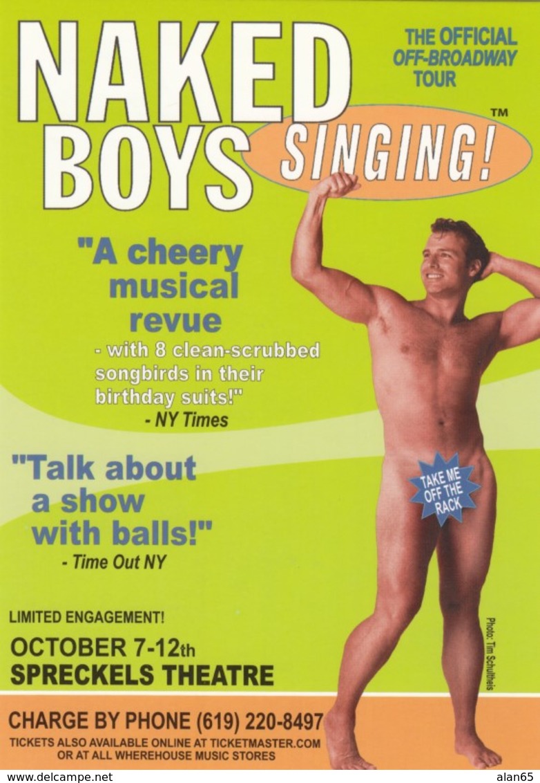 'Naked Boys Singing' Musical Revue At Spreckels Theatre San Diego, C2000s Vintage GoCard Rack Postcard - Other & Unclassified