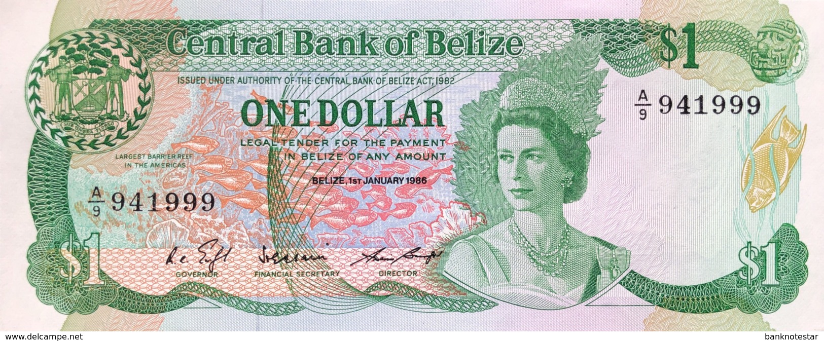 Belize 1 Dollar, P-46b (1.1.1986) - UNC - Belize