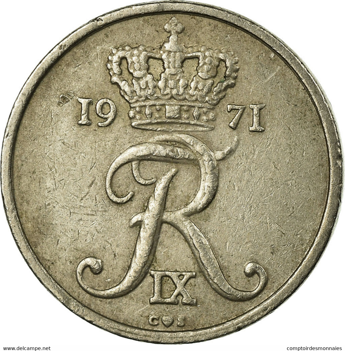 Monnaie, Danemark, Frederik IX, 10 Öre, 1971, Copenhagen, TB+, Copper-nickel - Danemark