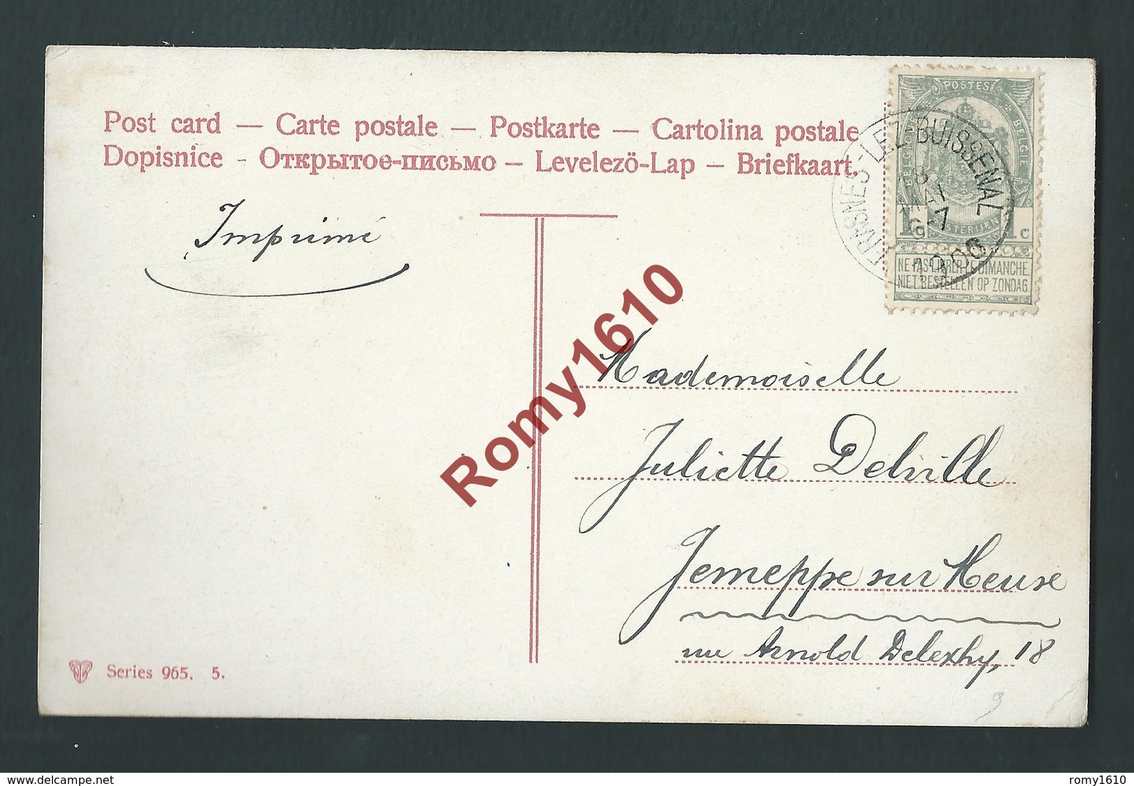 Litho Billet De Banque Porte Bonheur. 1000 Francs. Fer à Cheval, Trèfles. Circulé En 1900. Série 965.  2 Scans. - Monnaies (représentations)