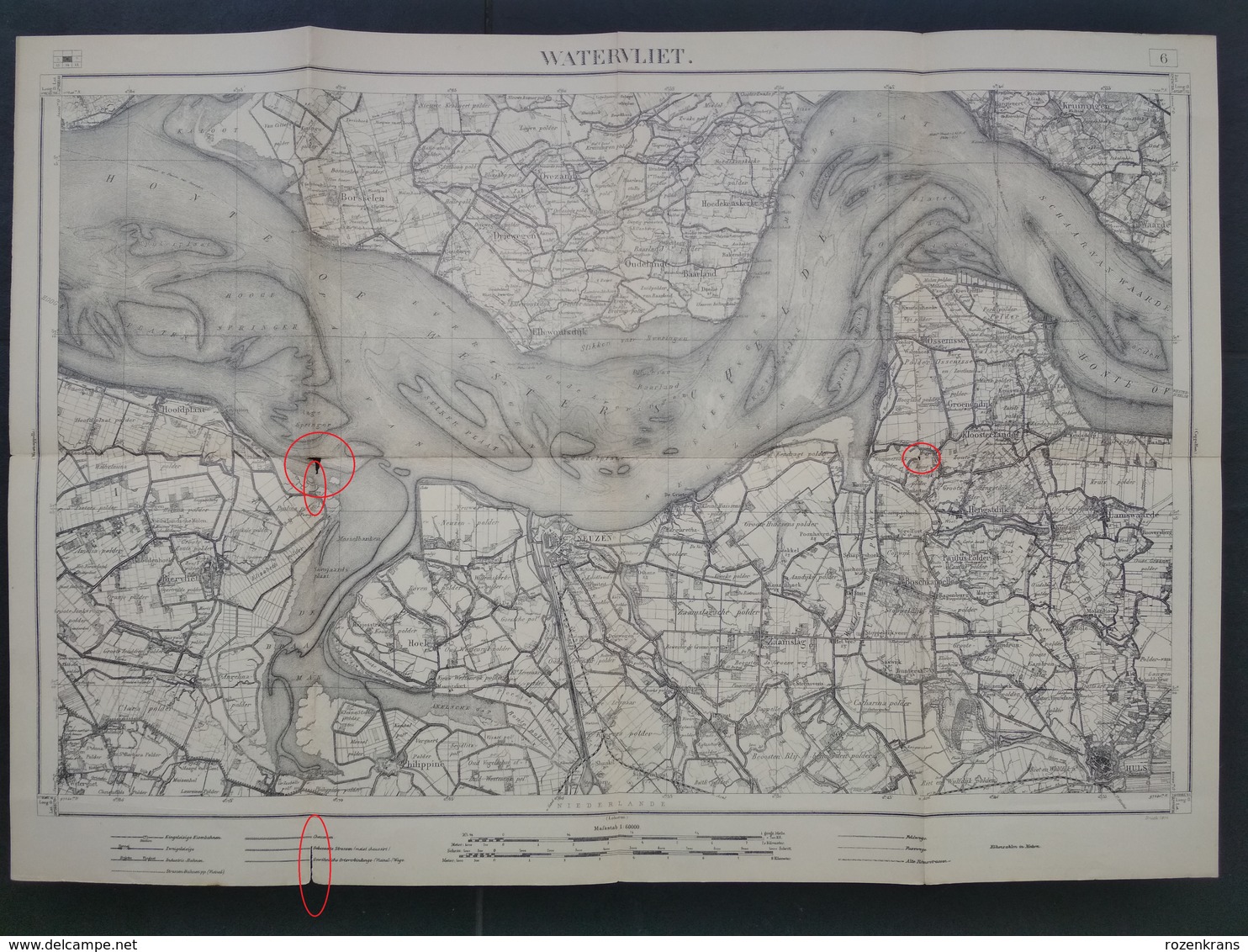 Topografische En Militaire Kaart STAFKAART 1914 WW1 WWI Watervliet Zeeland Terneuzen Kloosterzande Sluiskil Hulst Waarde - Topographical Maps