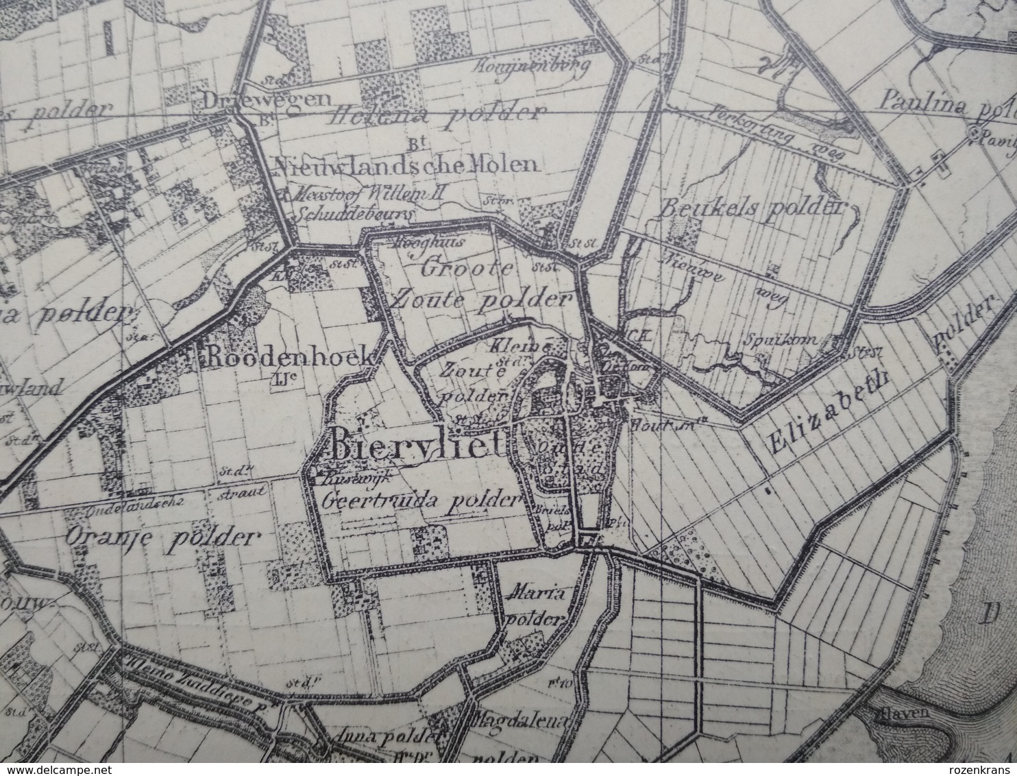 Topografische en militaire kaart STAFKAART 1914 WW1 WWI Watervliet Zeeland Terneuzen Kloosterzande Sluiskil Hulst Waarde