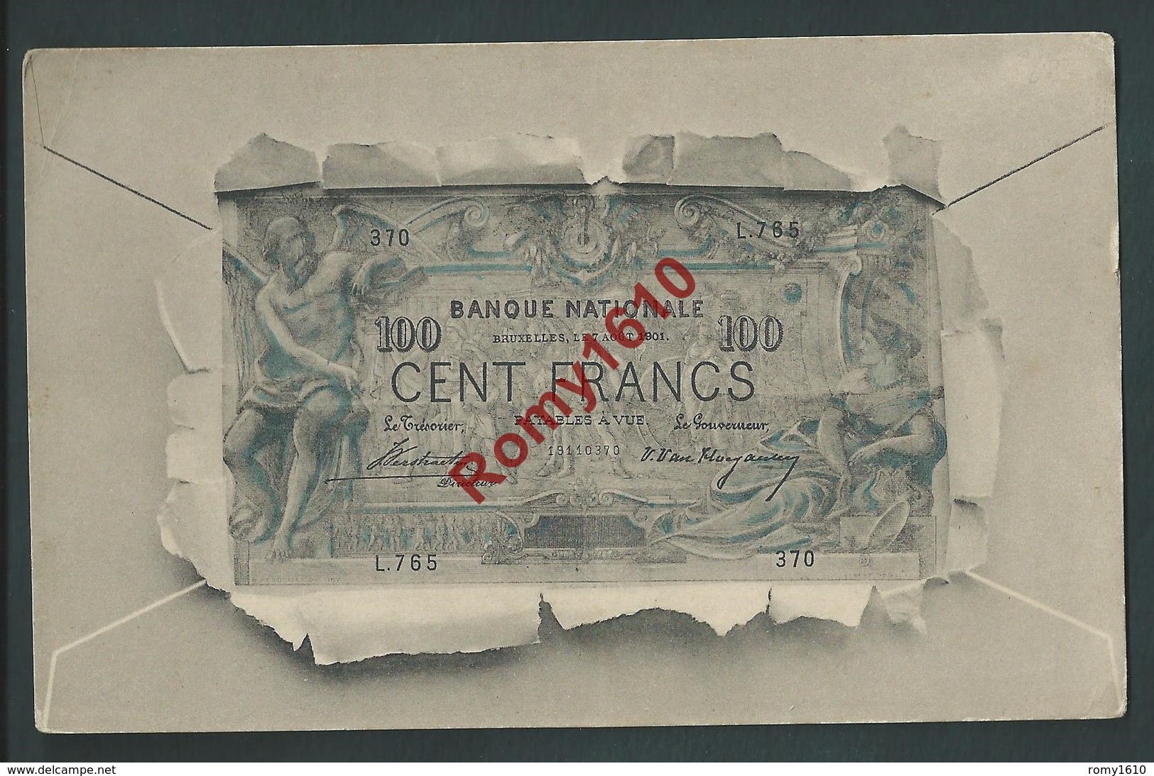 Litho Billet De Banque. 100 Francs.   2 Scans. - Monnaies (représentations)