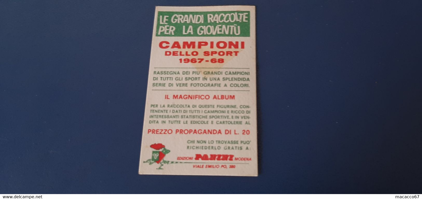 Figurina Panini Campioni Dello Sport 1967 - 447 Dante Canè - Edizione Italiana