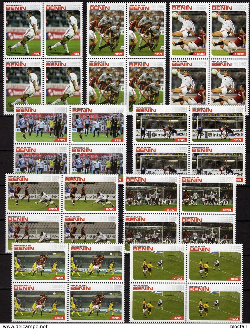 Fußball-WM 2004 Afrika 9 Werte Je Im 4-Block ** 60€ Championat FIFA Blocs Set Voetball M/s Soccer Sheets Bf Football - Bénin – Dahomey (1960-...)