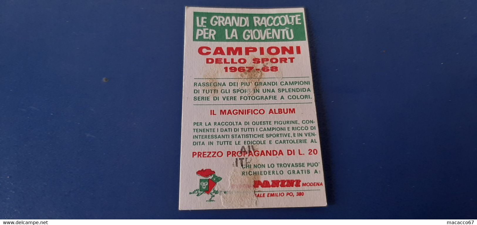 Figurina Panini Campioni Dello Sport 1967 - 229 Flaviano Vicentini - Edizione Italiana