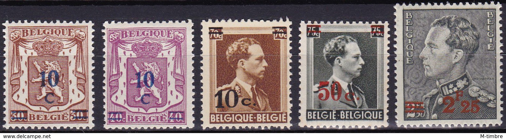 Belgique 568/72 Année 1936-40 - Roi Léopold III Surchargés (MNH **) - Unused Stamps