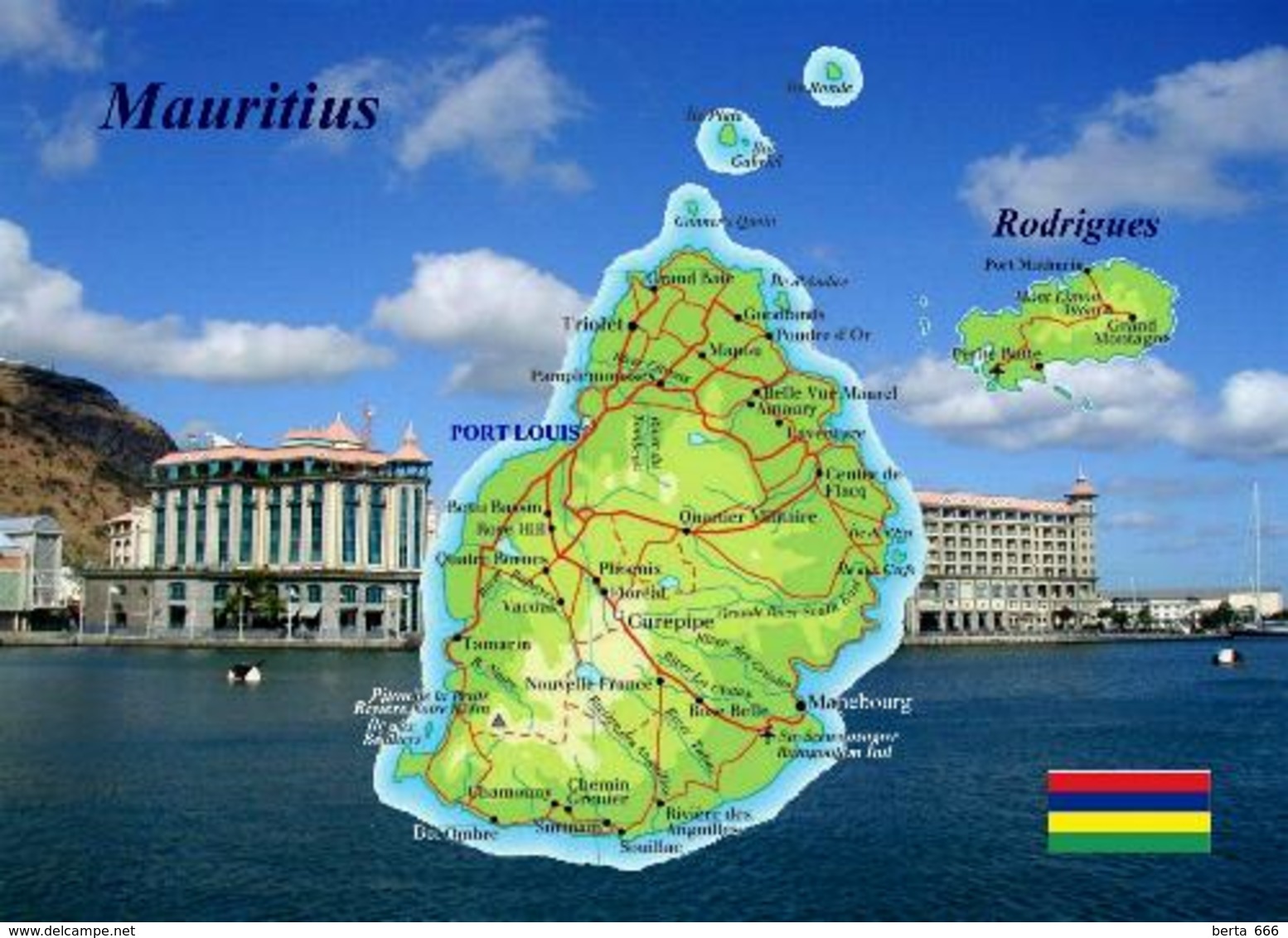 Mauritius Country Map New Postcard Landkarte Maurice - Maurice