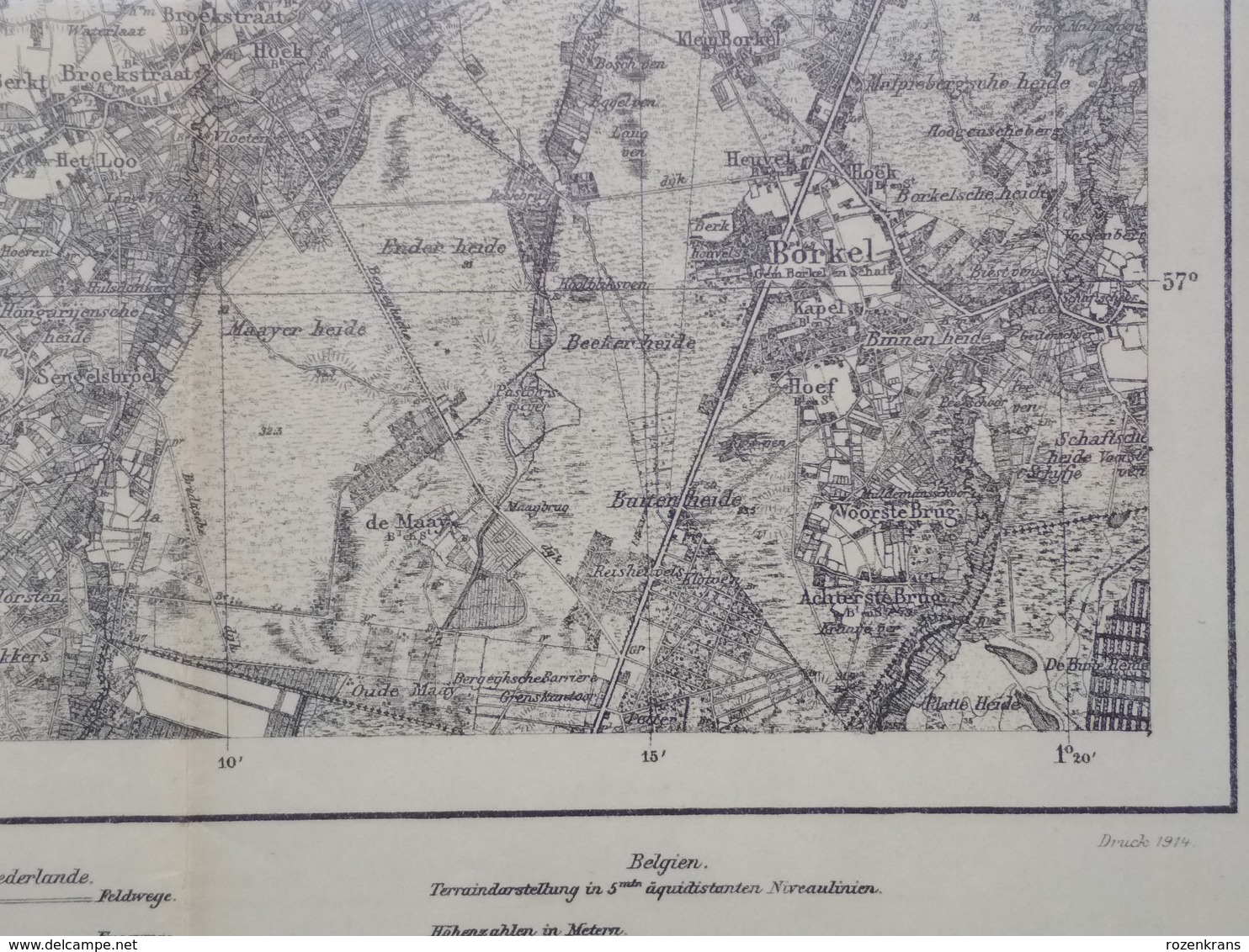 Topografische en militaire kaart STAFKAART 1914 WW1 WWI Arendonk Poppel Velhoven Casteren Hulsel Vessem Mierde Oerle