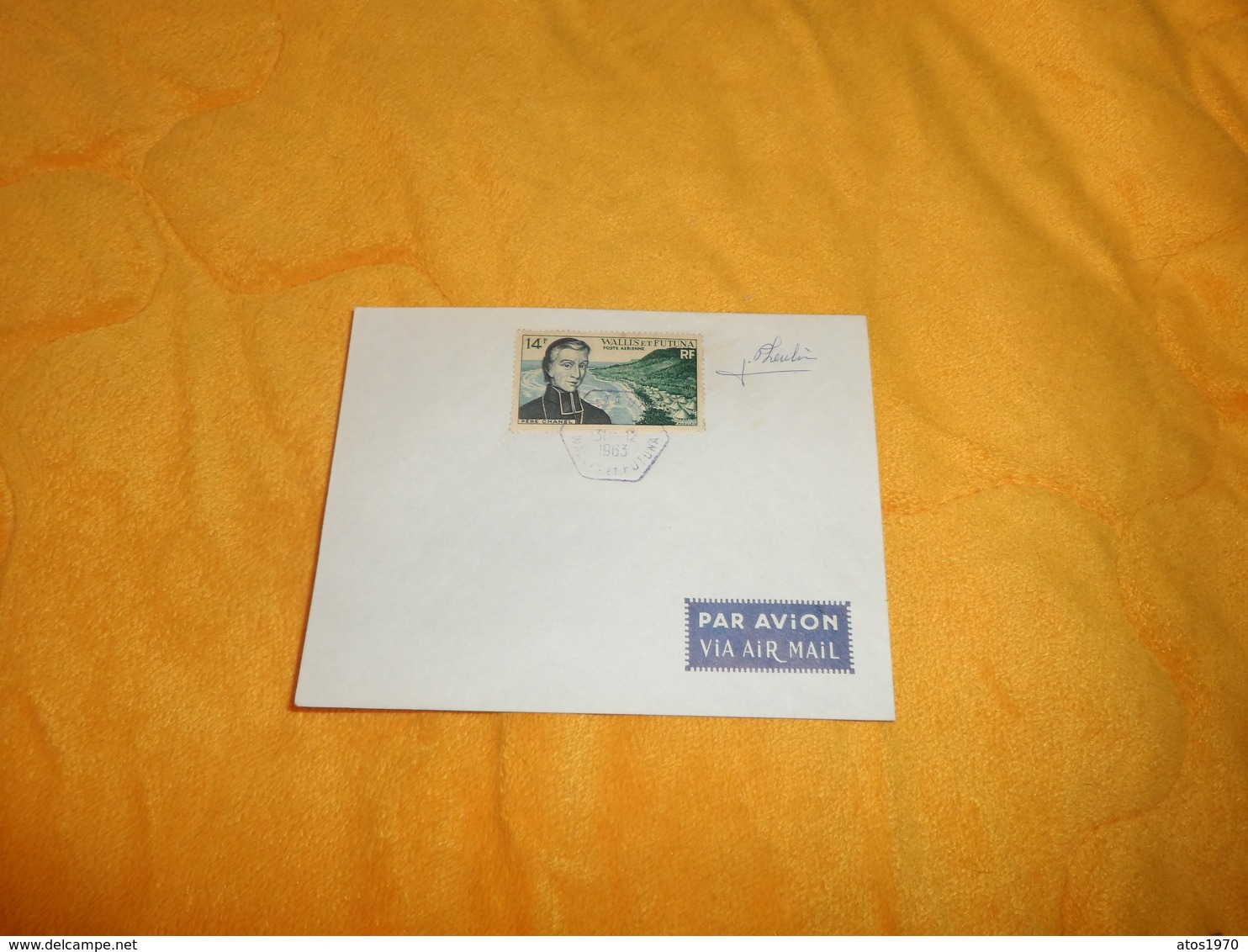 ENVELOPPE UNIQUEMENT DE 1963 ...TIMBRE WALLIS ET FUTUNA PERE CHANEL SIGNATURE DU GRAVEUR PHEULPIN ?.... - Storia Postale