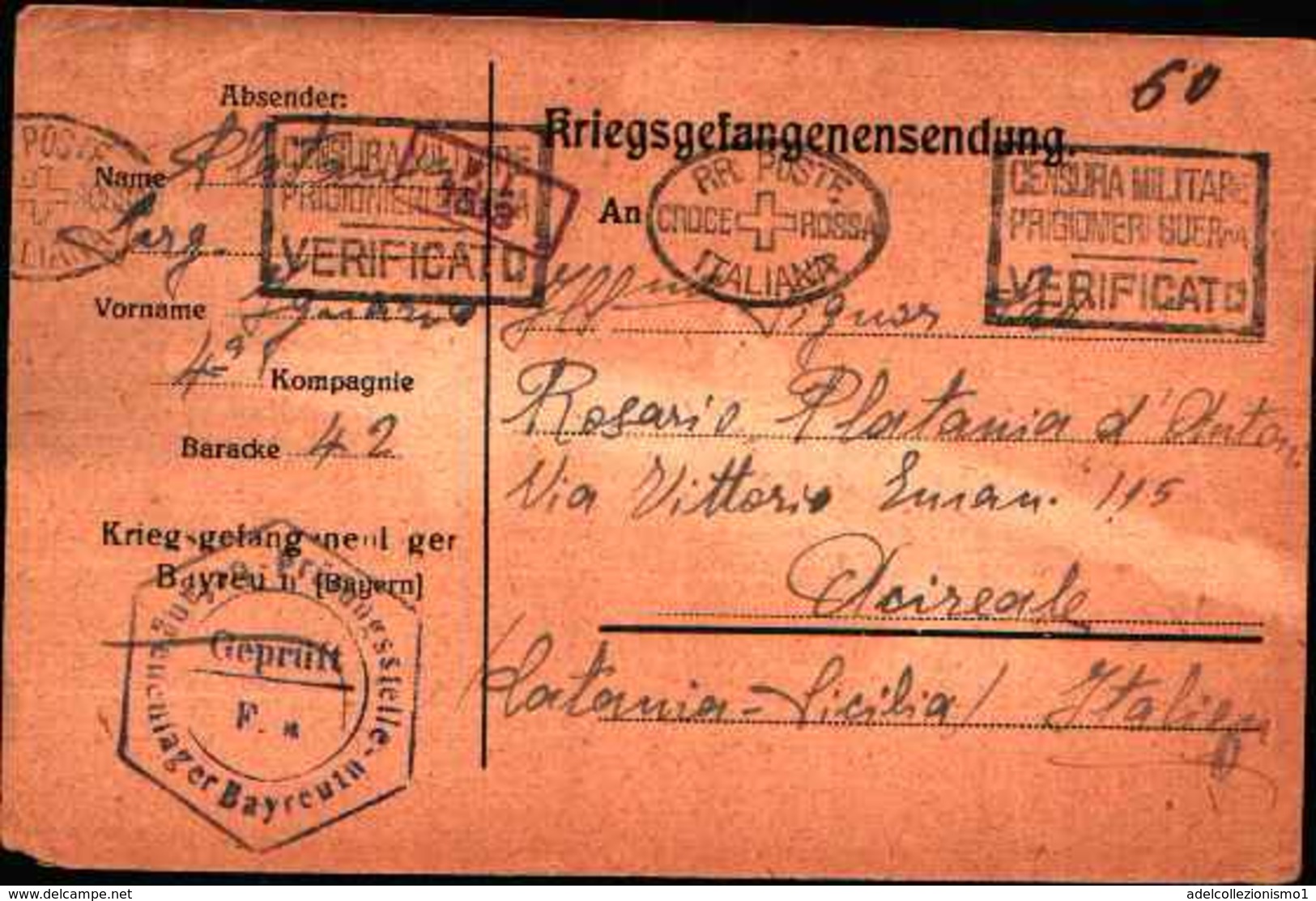 1971) Cartolina In Franchigia Dei Prigionieri Di Guerra Il 25-10-1918 Proveniente Dalla Germania - Franchigia