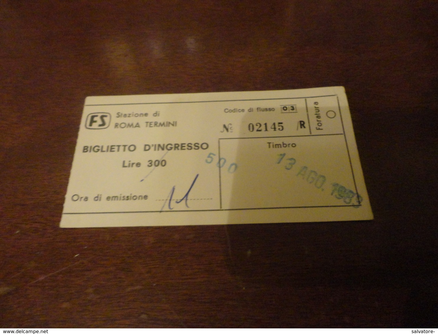 BIGLIETTO INGRESSO STAZIONE ROMA TERMINI - LIRE 300/ 500 LIRE- 1983 - Europa