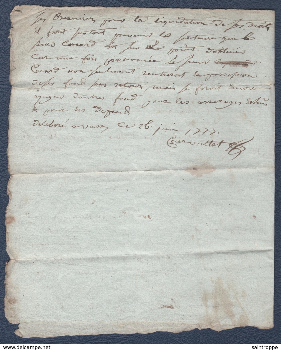 Manuscrit De 1777.A Déchiffrer.Margueritte Halley à Vassy.... - Manuscrits