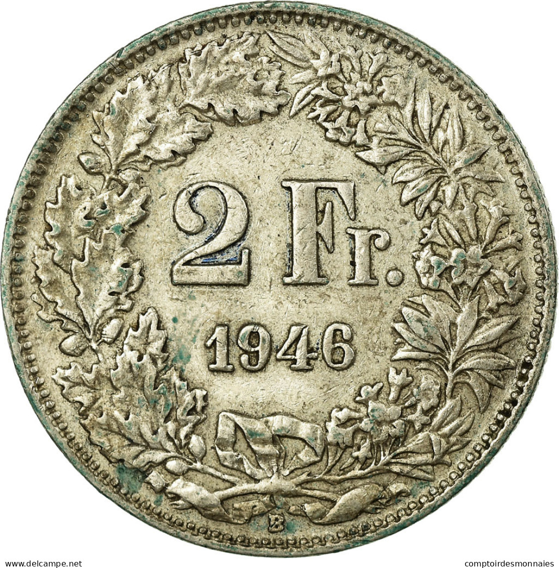 Monnaie, Suisse, 2 Francs, 1946, Bern, TB+, Argent, KM:21 - Autres & Non Classés