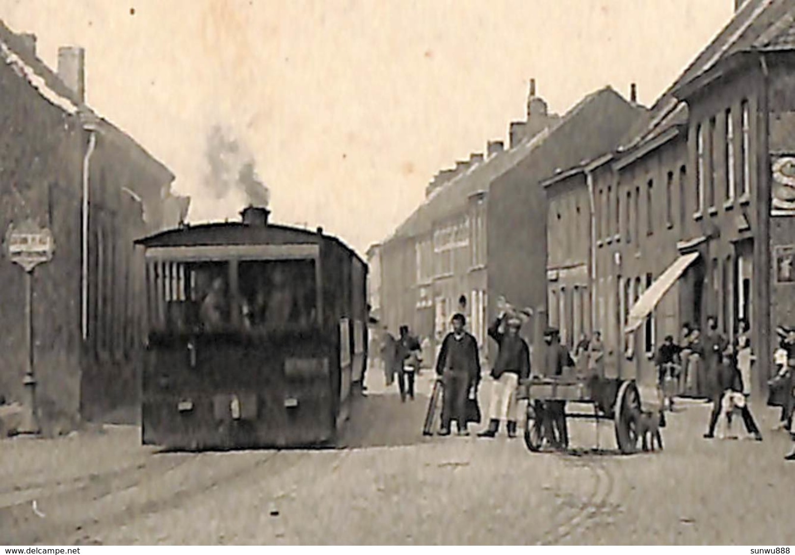 Cuerne - Tramstatie - Dorp (top Animatie, Stoomtram Tramway, Tram Statie Attelage Chien...zie Zoom) - Beersel