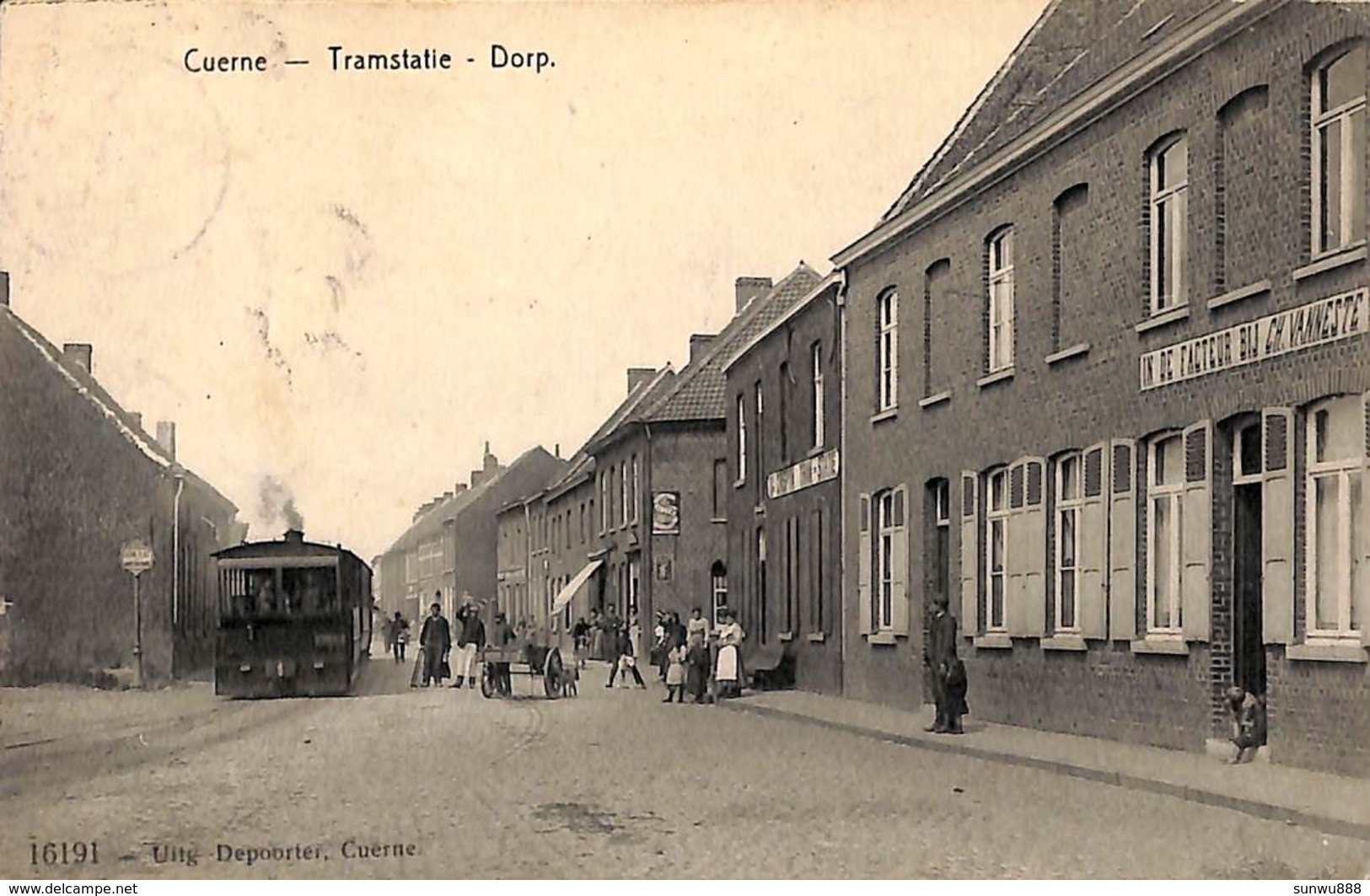 Cuerne - Tramstatie - Dorp (top Animatie, Stoomtram Tramway, Tram Statie Attelage Chien...zie Zoom) - Beersel