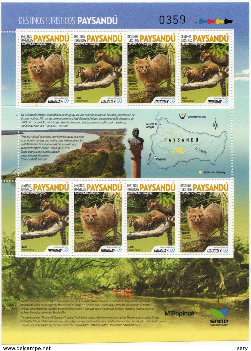 Uruguay 2019 Sheetlet MNH  Paysandú - Montes Del Queguay Cat Coati - Felinos