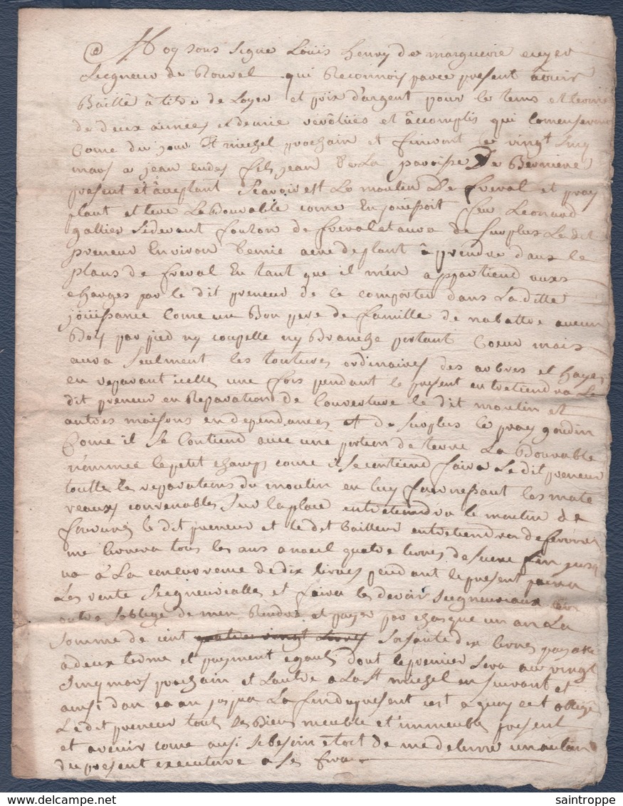 Manuscrit De 1761.Louis De Margueire Ecuyer Seigneur De Rouvel à Bernières-le-Patry. - Manuscrits