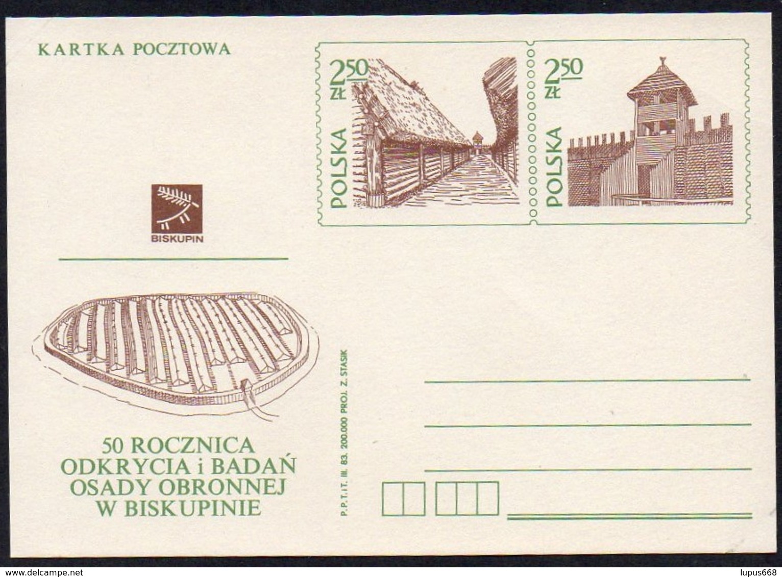 Polen 1983 Postkarte/ Postcard ; 50. Jahrestag Der Entdeckung Der Befestigten Wallsiedlung Von Biskupin - Archäologie