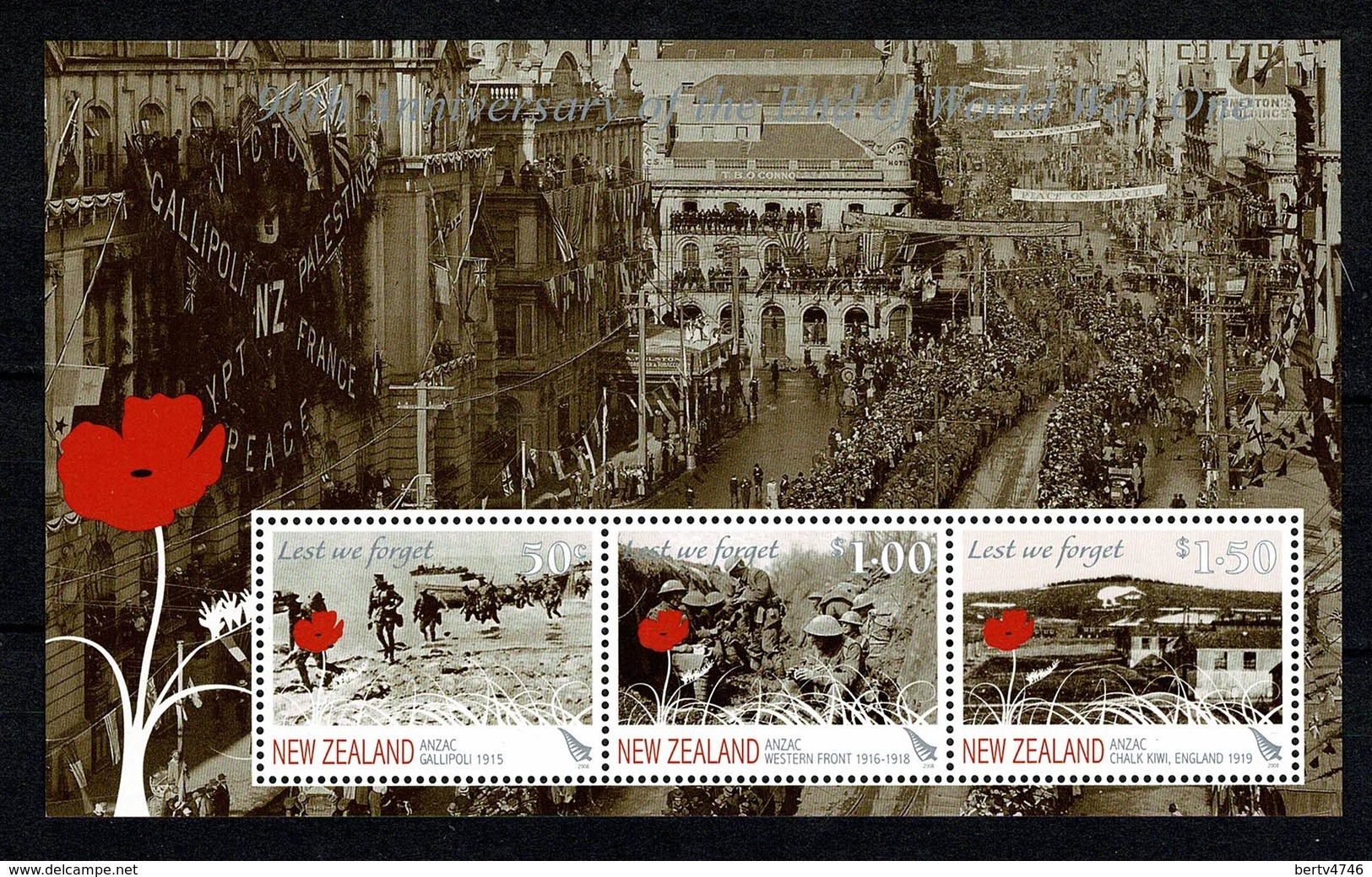 New Zealand  2008  Mi Bl 235** MNH - 90th Anniversary Of The End Of World War One - Blocs-feuillets