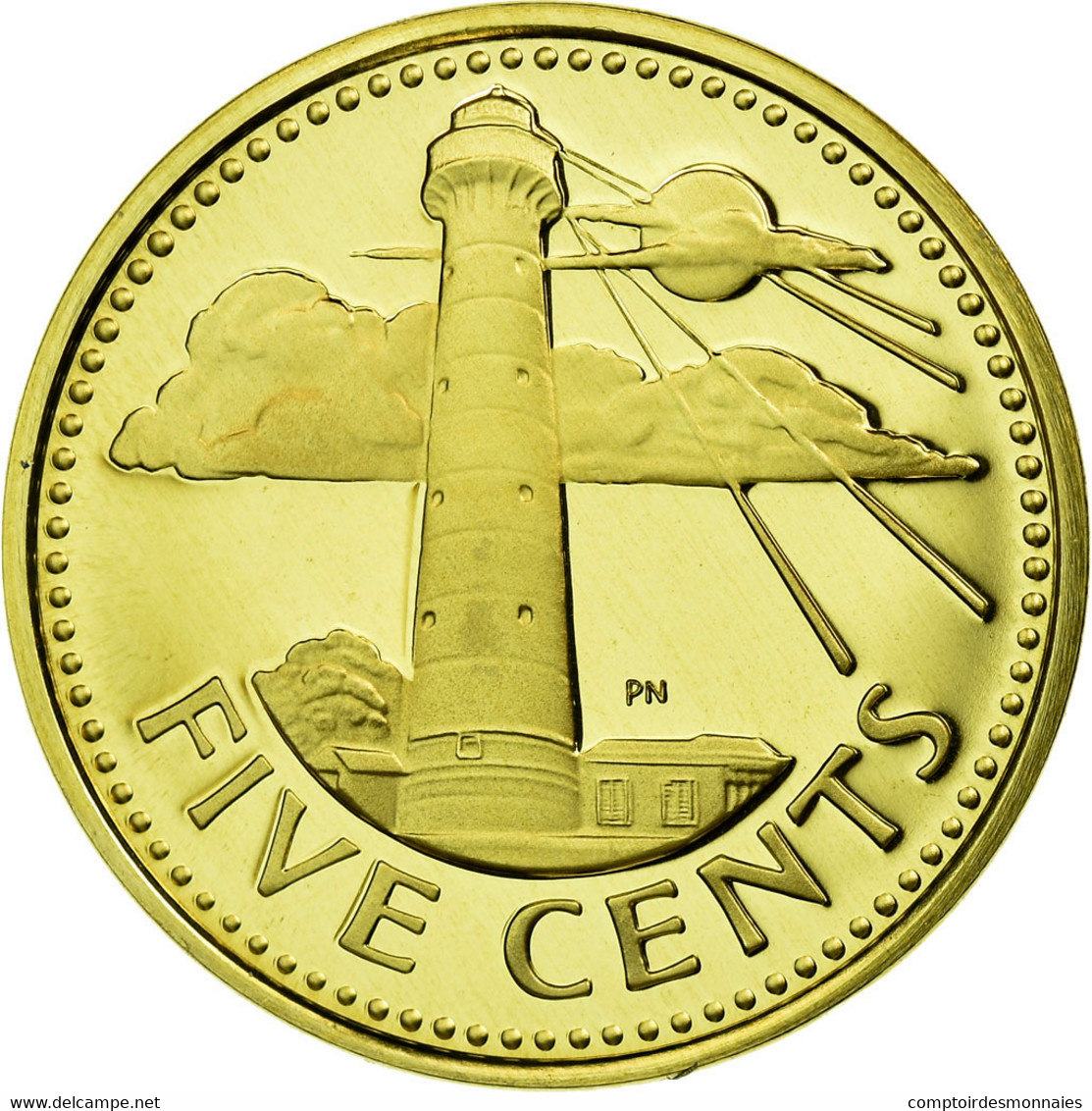 Monnaie, Barbados, 5 Cents, 1975, Franklin Mint, FDC, Laiton, KM:11 - Barbados