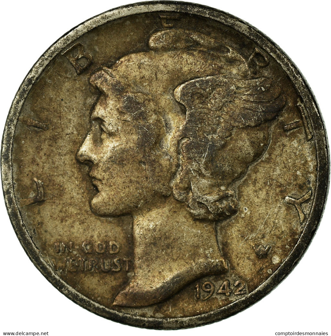 Monnaie, États-Unis, Mercury Dime, Dime, 1942, U.S. Mint, Philadelphie, B+ - 1916-1945: Mercury