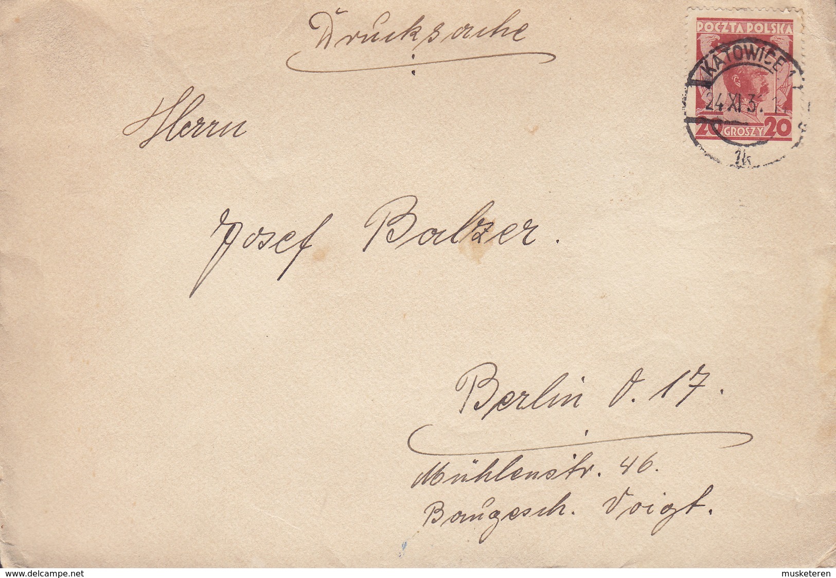 Poland KATOWICE 1931 Cover Brief BERLIN Germany Drucksache Jósef Pisudski Stamp - Lettres & Documents