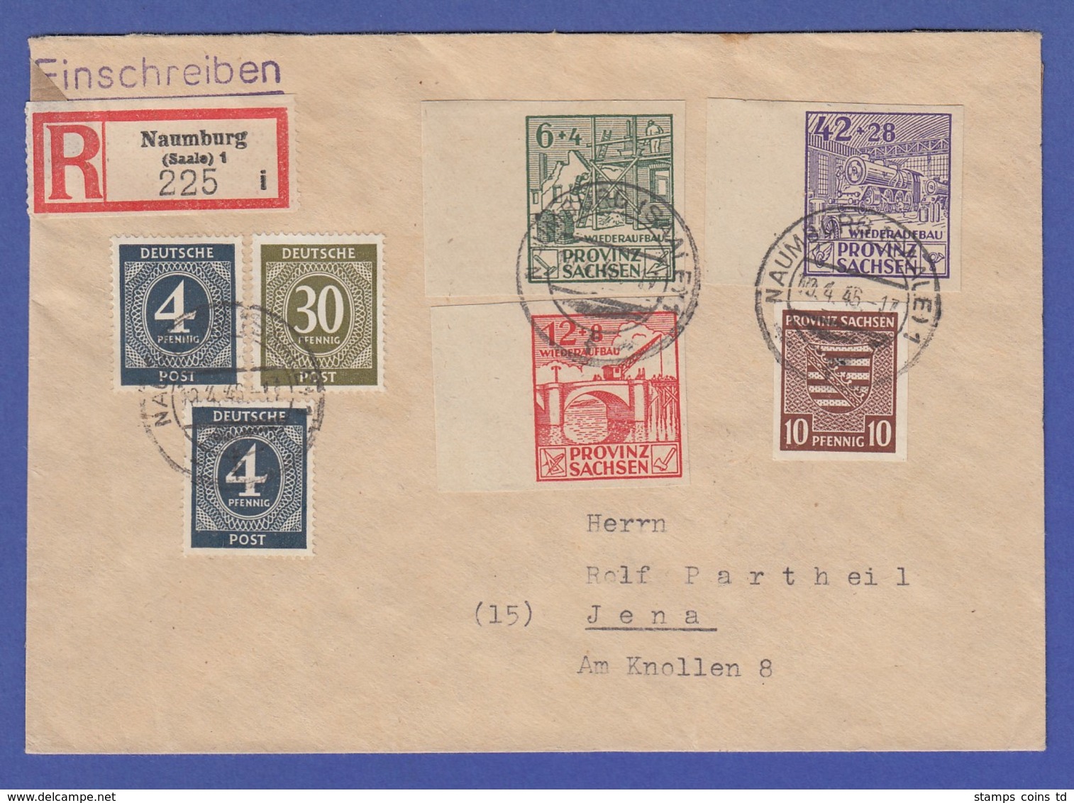 SBZ Portoger. R-Brief Aus Naumburg Mit U.a. Mi.-Nr. 72 Und 87-89 B.  - Otros & Sin Clasificación