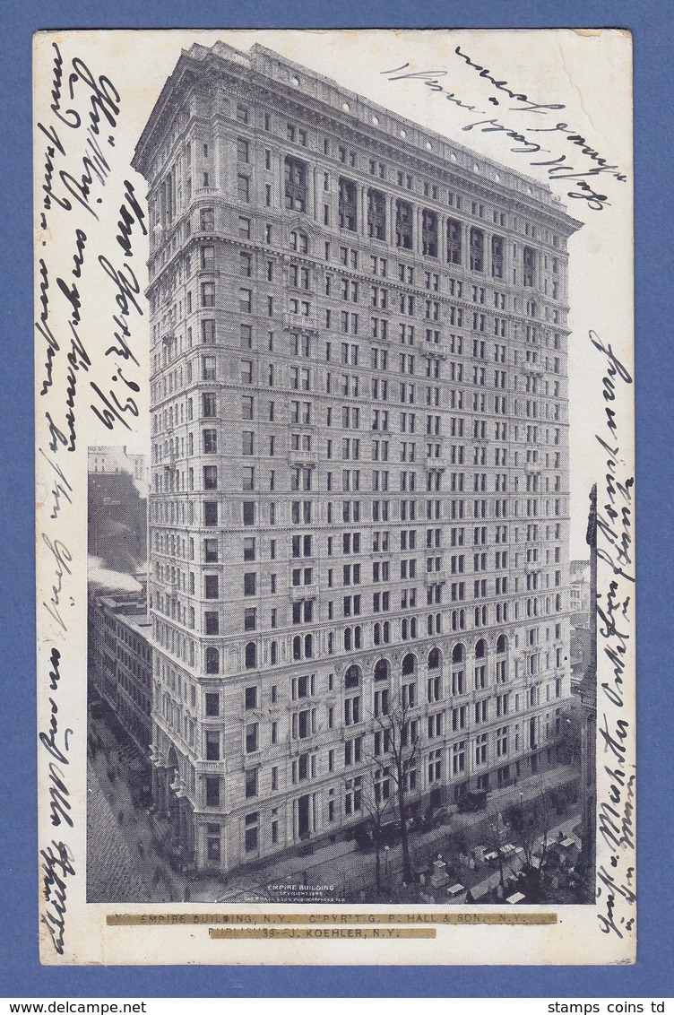 USA 1902 Postkarte Empire Building New York Gelaufen Nach Erfurt - Otros & Sin Clasificación