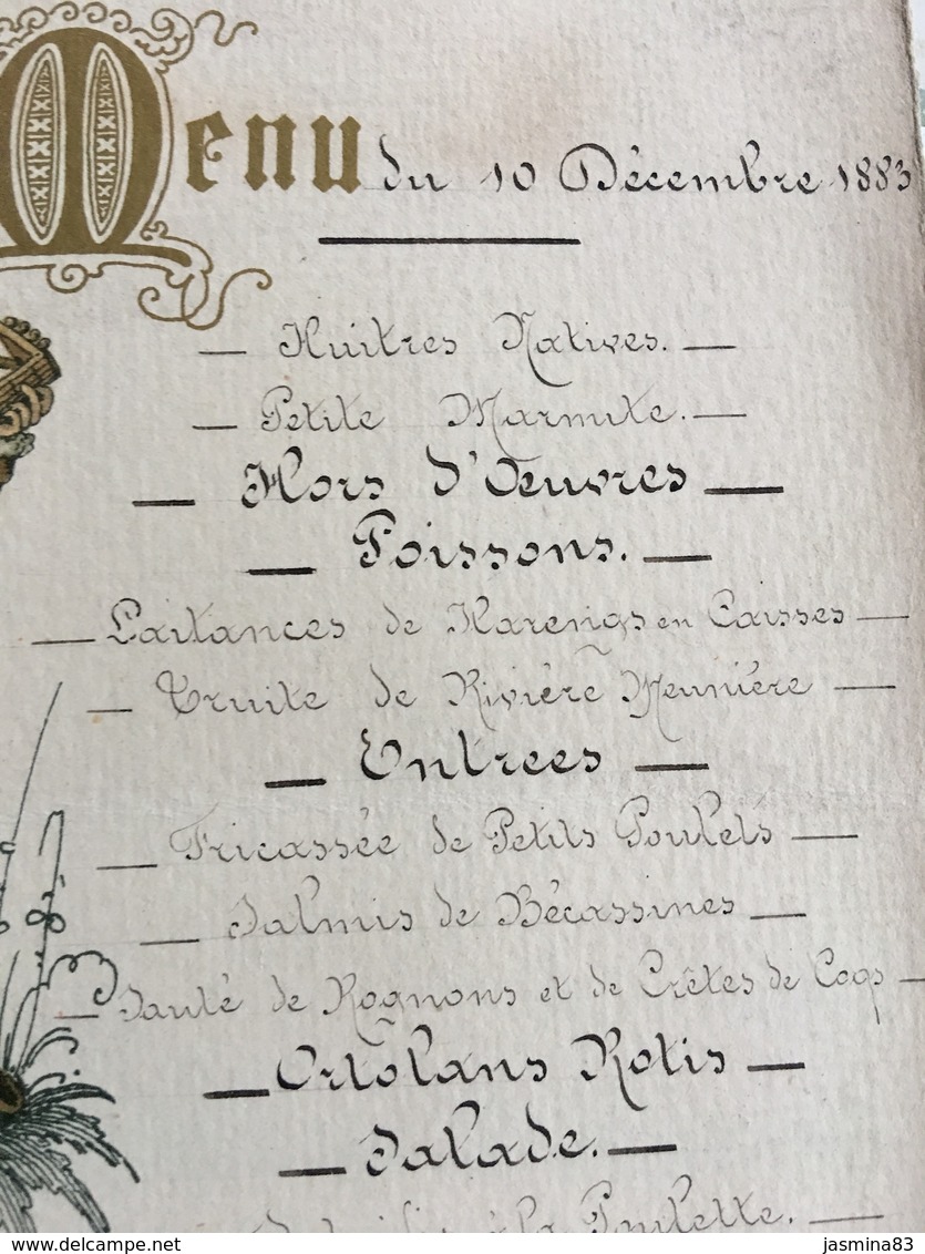 Menu Du 10 Décembre 1883 - Menus