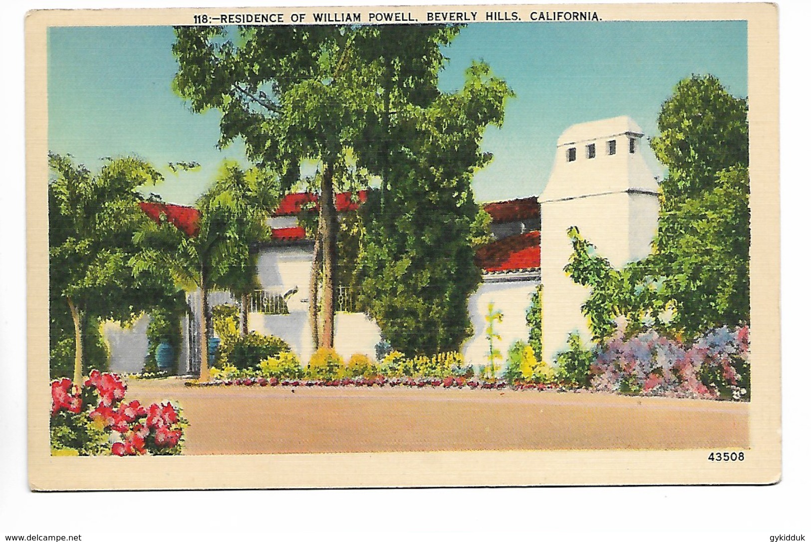 15) VINTAGE VIEW OF RESIDENCE OF WILLIAM POWELL, BEVERLY HILLS, CA, UNITED STATES. - Other & Unclassified