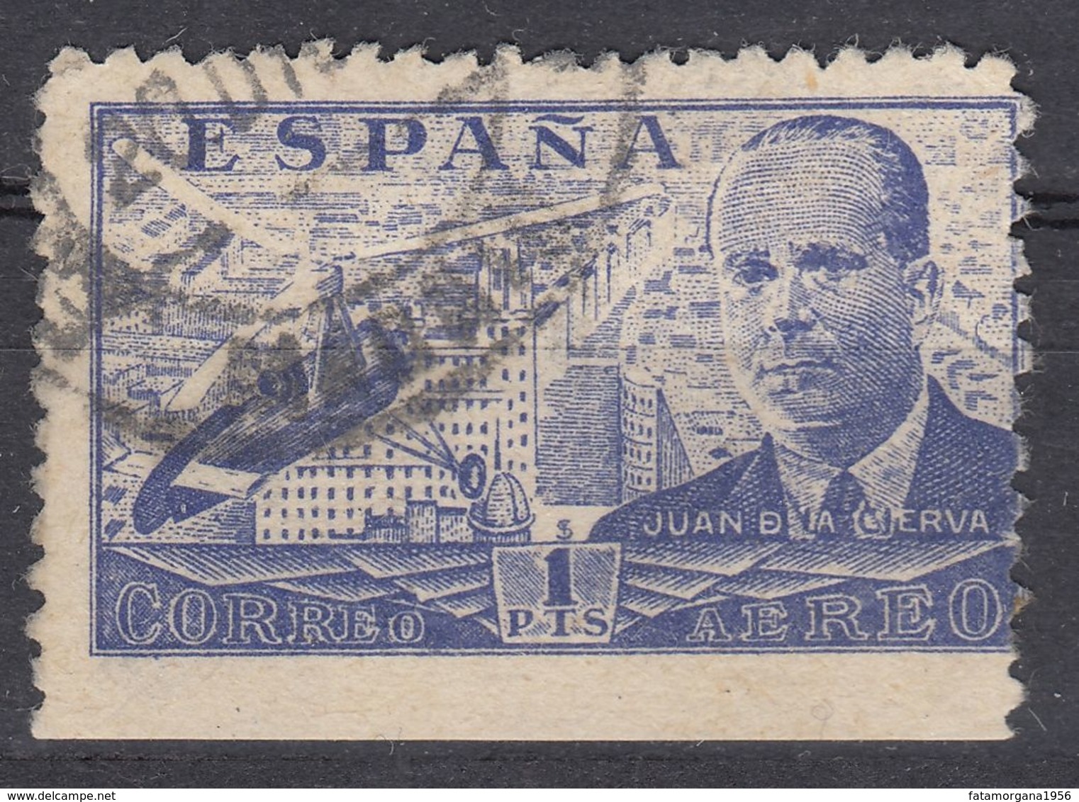 ESPAÑA - SPAGNA - SPAIN - ESPAGNE - 1940 - Posta Aerea Yvert 221, Usato, esemplare Non Dentellato Sul Lato Inferiore. - Usati