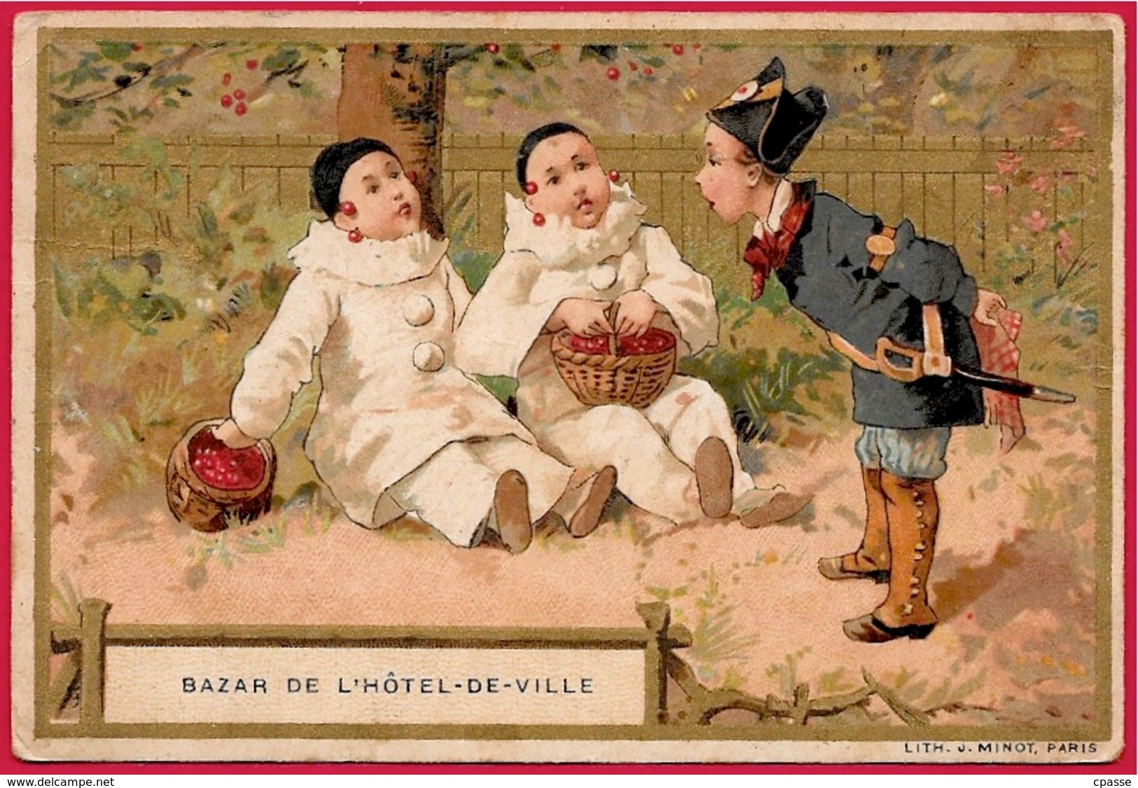 En L'état Petit Calendrier Publicitaire 1896 "BAZAR De L' HÔTEL-de-VILLE" Litho Minot * Pierrot Gendarme - Formato Piccolo : ...-1900