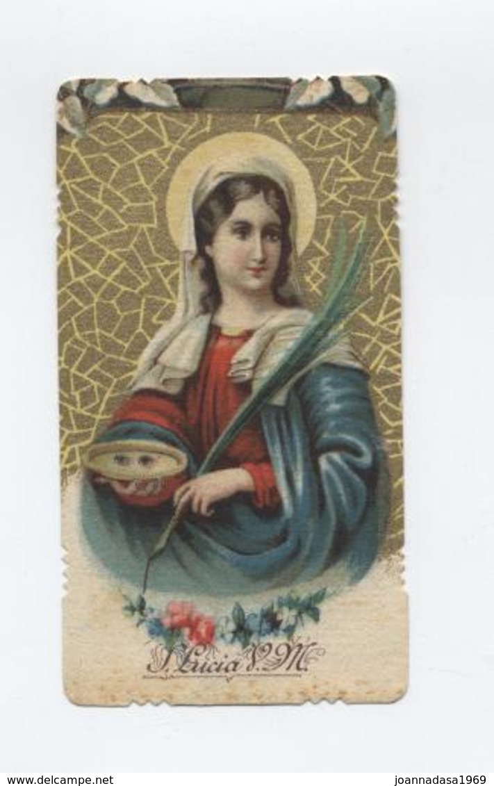 SANTINO Antico  Image Pieuse Image Religieuse Holy Card S. Lucia V. M.  In Oro 1912 - Religion & Esotérisme