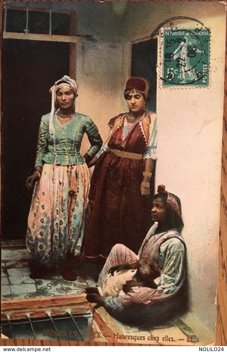 Cpa, Scènes Et Types,Mauresques Chez Elles,Algérie, écrite De Medéa En 1908 - Scenes