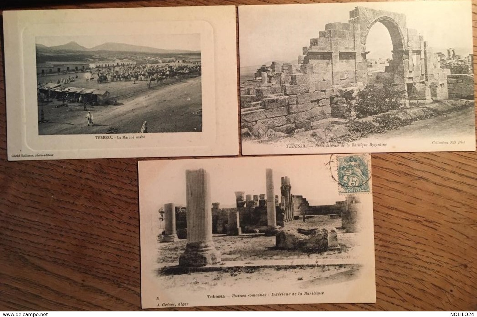 3 CPA, Tebessa,Algérie, Le Marché Arabe, Ruines Romaines,Basilique Bysantine - Tébessa