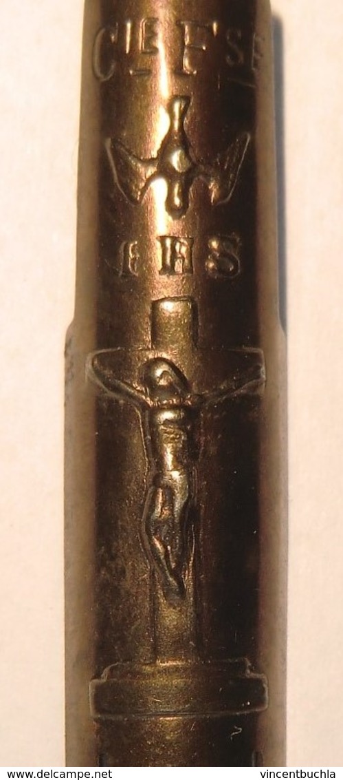 Rare Plume Acier Pour Porte Plume Avec Jesus En Croix Et Colombe De La Paix IHS Cie Fse - Plumes