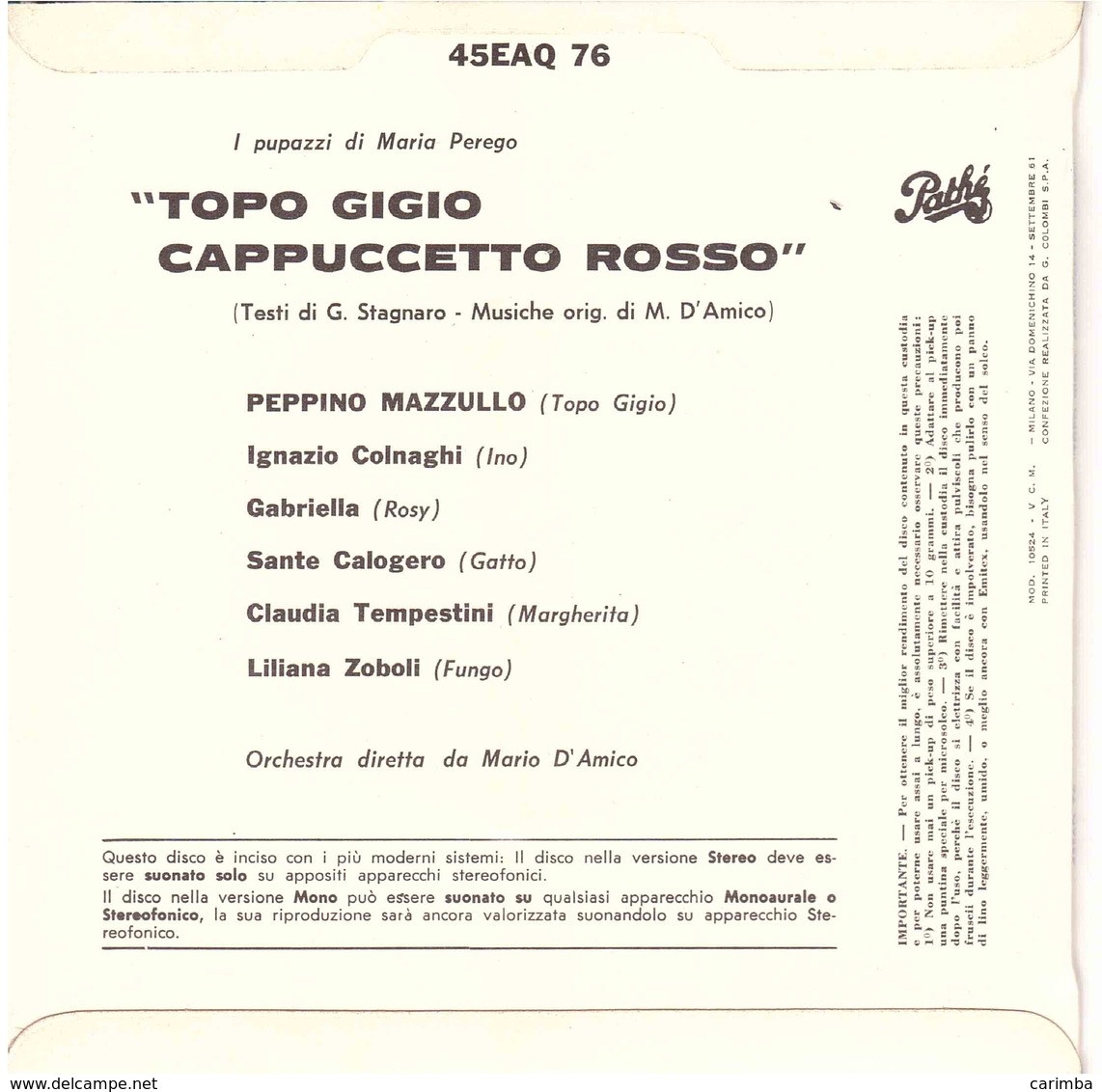 TOPO GIGIO CAPPUCETTO ROSSO - Kinderlieder