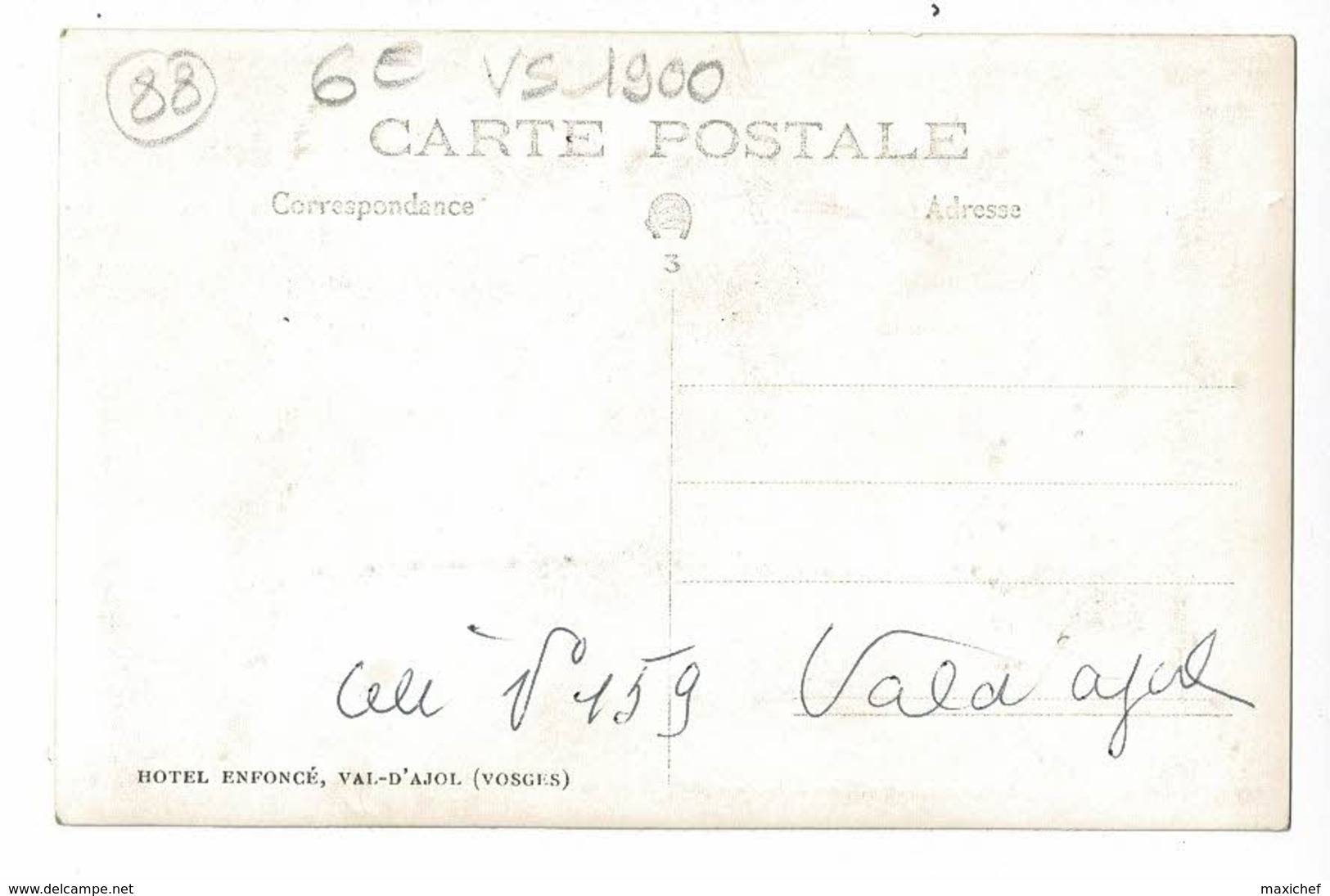 Val D'Ajol - Cafe-Restaurant-Pension -  Hotel Enfoncé (automobile, 203 Peugeot, Carotte (bureau De Tabac) Pas Circulé - Other & Unclassified