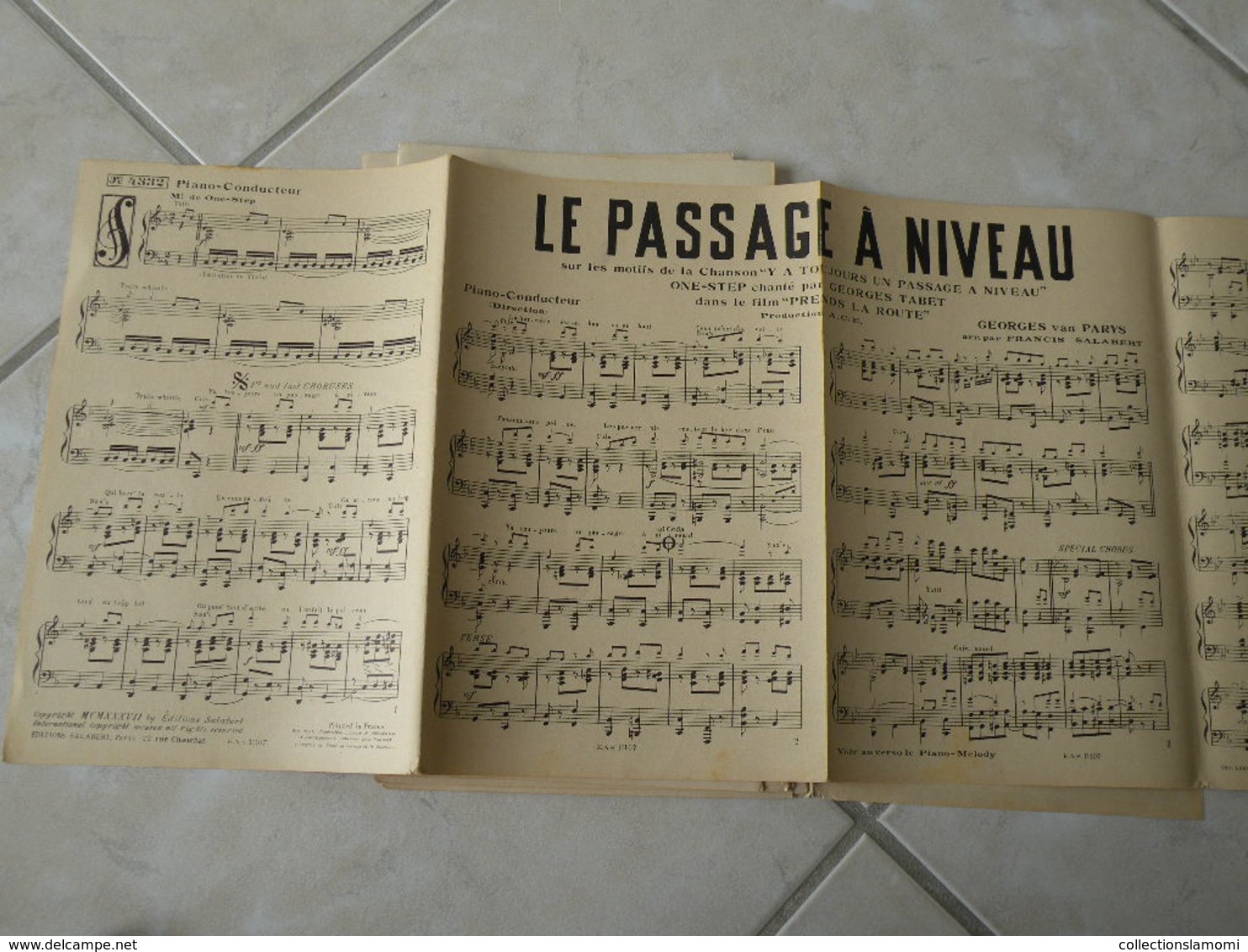 le passage à niveau du fim Prends la route(Paroles J. Boyer)(Musique G. Van Parys)Partition pour orchestre 1937